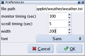 screenshot of preferences window